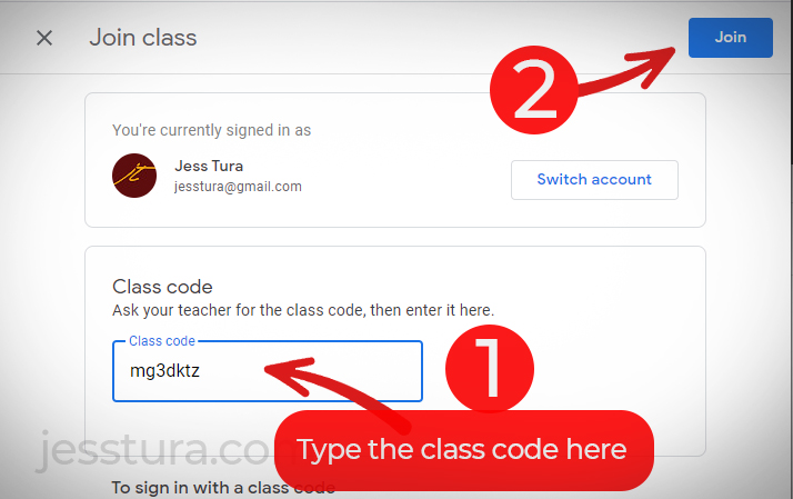 How to join Google Classroom using a class code? - Jess Tura